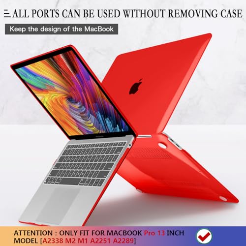 CISSOOK Clear Red Case for MacBook Pro 13 Inch 2025-2020 Release | 4in1 Set Hard Shell Case with Keyboard Cover +Screen Protector for MacBook Pro 13 M2 A2338 M1 A2251 A2289 -Clear Red - color: Clear Red