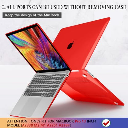 CISSOOK Clear Red Case for MacBook Pro 13 Inch 2025-2020 Release | 4in1 Set Hard Shell Case with Keyboard Cover +Screen Protector for MacBook Pro 13 M2 A2338 M1 A2251 A2289 -Clear Red - color: Clear Red
