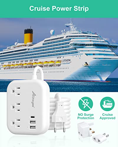 Alitayee European Travel Plug Adapter,EU/UK/US Travel Power Strip 3 USB 3FT | International Universal Travel Plug Adapter,3 Outlets,3 USB Ports,3ft Extension Cord ,EU UK Italy Spain France Germany Cruise - style: 15W-3FT-EU/UK/US Plug