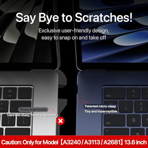 Soonjet for MacBook Air 13 inch Case with Keyboard Cover, Matte Finish Cover, Fits 2022-2026 M5/M4/M3/M2 A3449 A3240 A3113 A2681, Color-Matched Transparent Design for MacBook Air 13.6 inch | Easy to Snap On, Closes Seamlessly, Scratch Resistant, Non-Slip