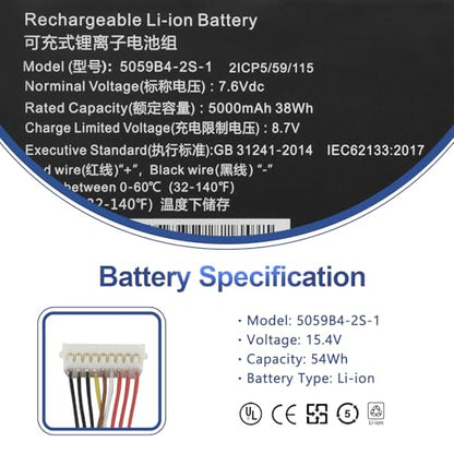 ANTIEE 5059B4-2S-1 Laptop Battery Replacement for Chuwi Gemibook Pro 14 | CoreBook X Pro 14 13.3 inch CWI529 CWI528 Series 5059B4-2S1P 505979-3S1P Q512G20090943, 7.6V 38Wh 5000mAh