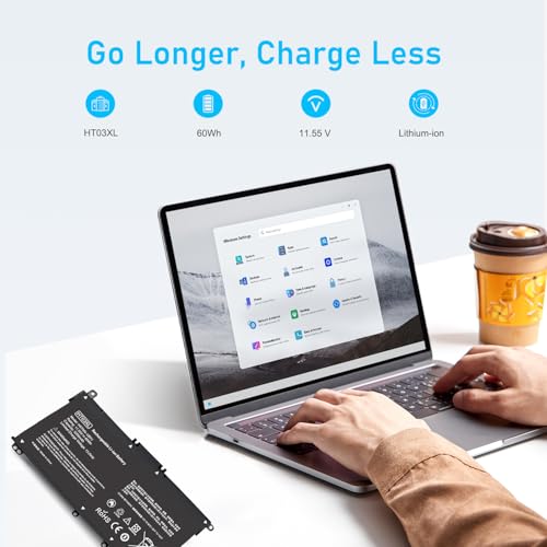 Upgraded 60Wh HT03XL L11119-855 Laptop Battery Replacement for HP | Fit for Pavilion14-DQ 15-DY 15-DA 15-CS 17-BY Series 15-DY1023DX 15-DY1043DX 15-DY0013DX HTO3XL HT03041XL, and More - size: 7.35*3.5*0.25inch HT03XL