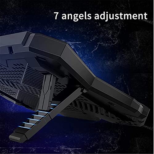 Laptop Cooling Pad, Gaming Notebook Cooler for Up to 17 Inch Laptop, 6 Fans with Blue Light, 7 Heights Adjustment, 2 USB Port and Colorful LED Light