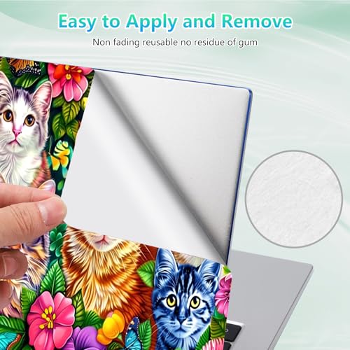 Laptop Skin Sticker Decal 12"-15.6" Universal Laptop/Notebook/Netbook Vinyl - Waterproof Scratch Resistant,Fits HP Dell Lenovo MacBook,2 Free Wrist Pads,Easy Apply & Remove,Colorful Cat - color: Colorful Cat