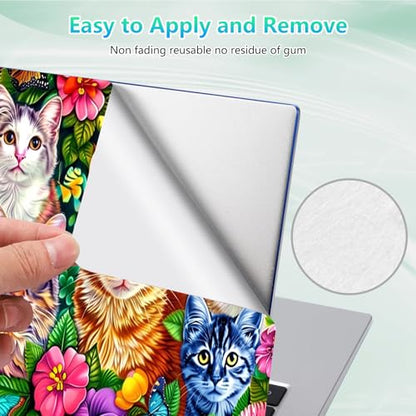 Laptop Skin Sticker Decal 12"-15.6" Universal Laptop/Notebook/Netbook Vinyl - Waterproof Scratch Resistant,Fits HP Dell Lenovo MacBook,2 Free Wrist Pads,Easy Apply & Remove,Colorful Cat - color: Colorful Cat