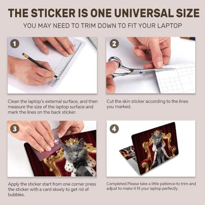 3Pcs Cat Crown Laptop Skin Sticker Universal Removable Vinyl Stickers Fits for 12.1 13 14 15.6 16 Inch Waterproof Notebook Decal Cover Gift - color: burgundy and gray