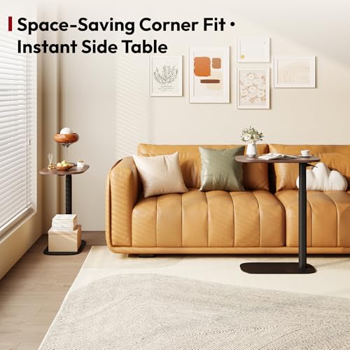 SANODESK 24''Pneumatic Adjustable Overbed Bedside Table with Hidden Casters | Medical Mobile Side End Table Laptop Computer Standing Desk Cart with Tray, Hospital and Home Use(23.6" W x 13.8" D,Walnut) - color: Walnut, size: Xsmall