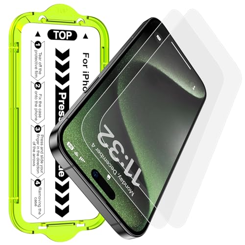 Esanik for iPhone 15 Pro Max Matte Glass Screen Protector [Auto-alignment] Anti-Glare & Anti-Fingerprint,Anti-Reflection,Bubble Free, Smooth as Silk, 2 Pack 9H Glass Screen Cover