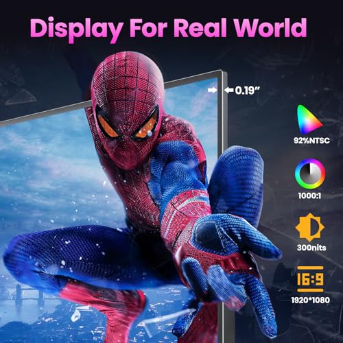 Upperizon Portable Monitor 18.5 inch FHD 130% sRGB 100Hz HDR HDMI USB-C Travel Monitor for Laptop MacBook PC Surface PS5 Xbox, Large External Display with Cover & Speakers, VESA Compatible - size: 18.5 inch