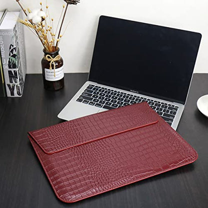 PU Leather Flap Style Case Bags Laptop Sleeve for 2023-2026 MacBook Air 15 inch M5 M4 M3 M2 A3448 A3241 A3114 A2941 Notebook Bag for Mac Pro 16 M1 A2485 2019-2026 A3428,Pro 15 2012-2019, Red - color: Red