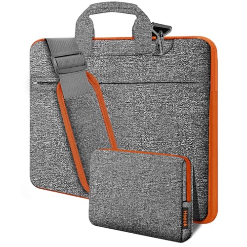 Hseok Laptop Shoulder Bag 15.6-16 inch Case,Water-Resistant Shockproof Computer Handbag with Small Case Compatible with MacBook Pro/Neo 16",Mac Air 15 M5, XPS 15/16 and most 15.6-16 PC,Gray-orange - color: Dark Gray-orange, size: 15.6-16"