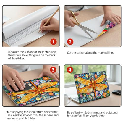 Universal Laptop Skin Sticker Decal, 12"-15.6" Aesthetic Vinyl Wrap, Mosaic Dragonfly Waterproof Notebook Cover Art Protector for MacBook HP Dell Lenovo, Fits 13" 14" 15" 15.6" - color: Mosaic Dragonfly