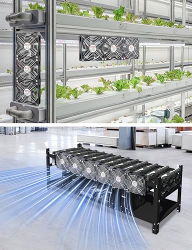 Wathai 120mm x 6 Small Box Computer Fan with AC 110V 240V Speed Controller | Dual Ball with Variable Speed Controller for Server Rack, Greenhouse, Basement, Window Exhaust Cooling Ventilation - style: 6x120mm fan