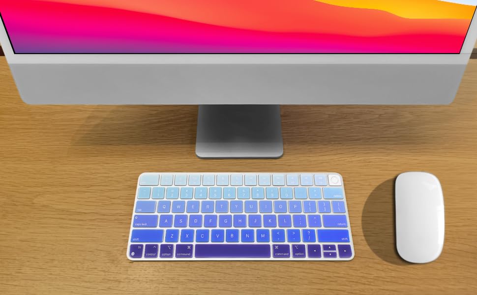 ProElife Keyboard Cover for Apple Magic Keyboard 3 with Touch ID A3118 | Ombre Blue, Non-interference Design for ID Key, Dust-proof, Silicone Protective Skin, Precision Molded, Washable & Reusable - color: Ombre Blue