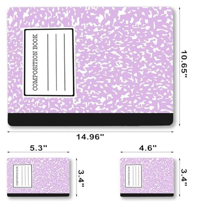 Laptop Decal Sticker Skin Cover, 11.6”12" 13" 13.3" 14" 15" 15.4" 15.6 inch Laptop Netbook Vinyl Skin Sticker Cover Art Notebook PC Protector (2 Wrist Pad Included), Purple Composition Book - color: Purple Composition Book