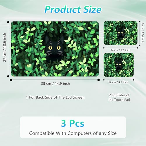 Laptop Skin Sticker Decal 12"-15.6" Universal Laptop/Notebook/Netbook Vinyl - Waterproof Scratch Resistant,Fits HP Dell Lenovo MacBook,2 Free Wrist Pads,Easy Apply & Remove,Cute Cat Grass - color: Cute Cat Grass