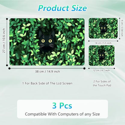Laptop Skin Sticker Decal 12"-15.6" Universal Laptop/Notebook/Netbook Vinyl - Waterproof Scratch Resistant,Fits HP Dell Lenovo MacBook,2 Free Wrist Pads,Easy Apply & Remove,Cute Cat Grass - color: Cute Cat Grass