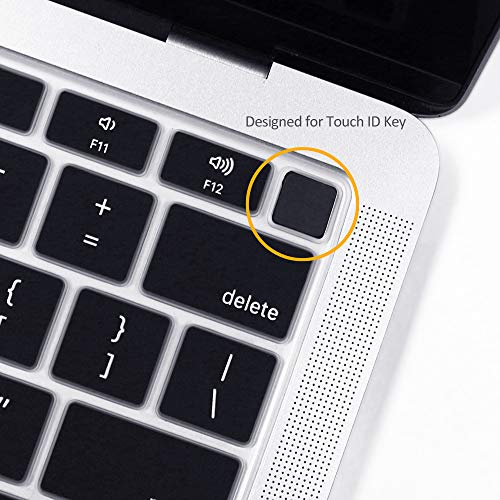 ProElife Keyboard Cover with Touch ID for MacBook Air 13-in A2337, Spanish | Black, U.S Layout, Non-interference Design for ID Key, Dust-proof, Silicone Protective Skin, Custom Fit, Washable & Reusable - color: Black-Spanish