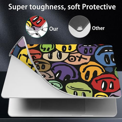 for 2026 MacBook Air 13-inch Laptop Case M5 2026 M4 2025 M3 2024 M2 2022 Release Model A3449 A3240 A3113 A2681, Hard Shell Cover for MacBook Air 13.6 inch, Happy Emoji - color: Happy Emoji