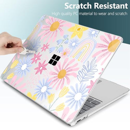 Batianda Case for Microsoft Surface Laptop 13 inch 2025 2026, Retro Rainbow | Fits Model 2095, Artistic Patterns Ultra-Slim Lightweight Scratch-Resistant Hard Shell with Professional Protection - color: Sunflower