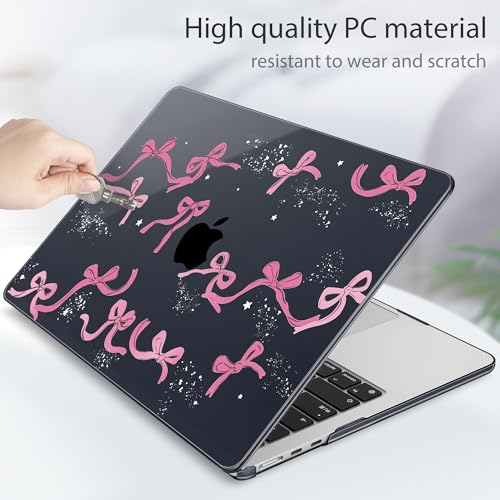 Tuiklol for MacBook Air 13 inch Case M5 2026 M4 2025 M3 2024 M2 2022 Release Model A3449 A3240 A3113 A2681,Plastic Hard Shell Cover for MacBook Air 13.6 with Touch ID, Black Bow - color: Bow