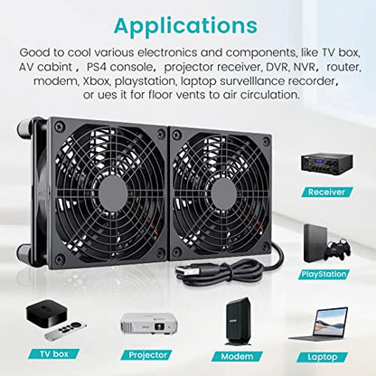 Wathai 240mm Router Cooling Fan for Computer Cooler Small Box 5V USB | USB Powered Multi Speed Electronics Cooling Pad, Modem Receiver TV Box Amplifier Receiver Stand, Small Computer Fans - style: 240mm USB fan