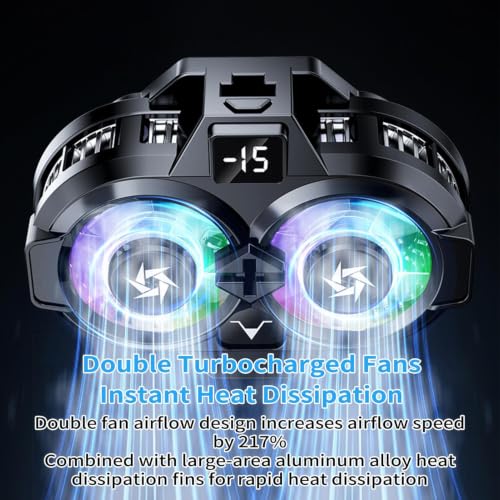 Phone Cooler Cellphone - Double Semiconductor Clip with Digital Display | Phone Cooling for Mobile Game Live Streaming Home Tablet Laptops