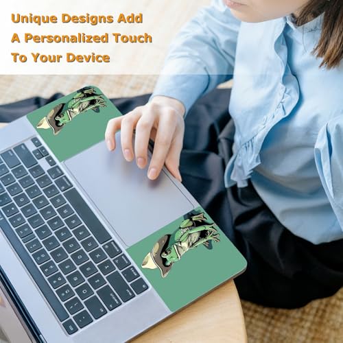 Universal Laptop Skin Sticker with 2 Wrist Pad Decals, 3-Piece Removable Vinyl Laptop Cover, Green Frog Waterproof Anti-Scratch, Easy-Trim Fit for 13.3" 14" 15.6" Laptops - color: Green Frog