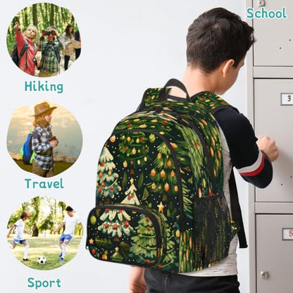 Merry Christmas Laptop Backpack for Women Men, 18.3 Inch Travel Work Backpacks, Christmas Tree Waterproof Computer Casual Daypack Nurse Teacher Bags - color: Multicolor 3