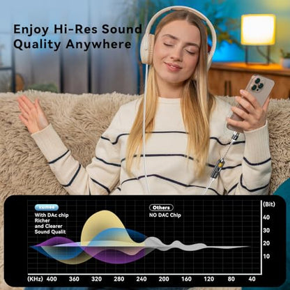 Xumee USB C to 3.5mm Audio Adapter,USB C DAC Dongle with Dual Chip (CX31993 + MAX97220), Hi-Res 32bit/384kHz, DAC AMP Dongle Compatible with iPhone 17/16/15 Series,Galaxy S26/S25/S24,Pixel (Black)