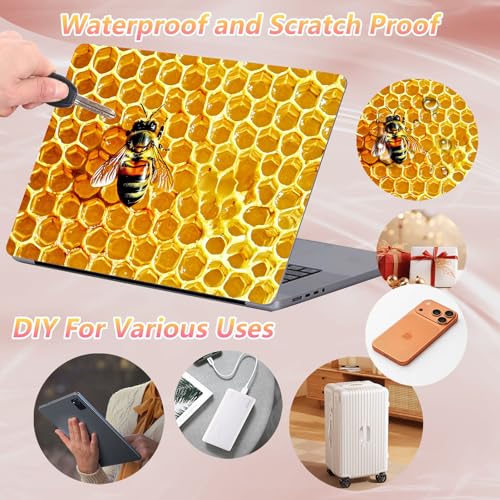 Laptop Skin Sticker Decal 12" 13" 13.3" 14" 15" 15.6",Waterproof Scratch Resistant Vinyl,Reusable Easy to Apply,for MacBook HP Dell Notebooks Netbooks Laptop,2 Wrist Pads,Cute Bee Golden - color: Cute Bee Golden