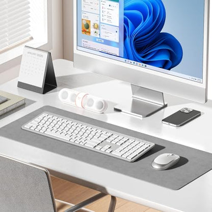 seenda Rechargeable Wireless Keyboard and Mouse Combo, Silver and White | Quiet, slim full-size keyboard with numpad, 2.4GHz USB receiver, USB-C charging, 3-level DPI mouse for Windows PCs/laptops - color: White and Silver