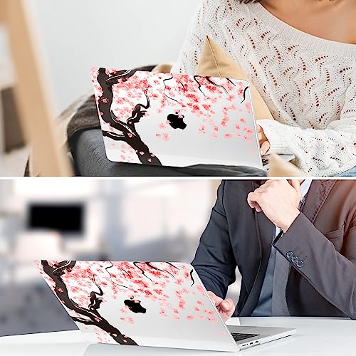 TWOLSKOO for MacBook Air 13 inch Case M5 2026 M4 2025 M3 M2 2024-2022 A3449 A3240 A3113 A2681, Plastic Hard Shell & Keyboard Cover & Screen Film for MacBook Air 13.6 inch Case, Cherry Blossoms - color: Cherry Blossoms