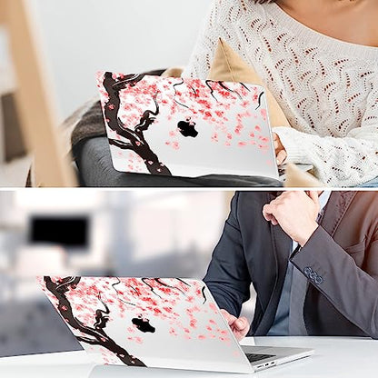 TWOLSKOO for MacBook Air 13 inch Case M5 2026 M4 2025 M3 M2 2024-2022 A3449 A3240 A3113 A2681, Plastic Hard Shell & Keyboard Cover & Screen Film for MacBook Air 13.6 inch Case, Cherry Blossoms - color: Cherry Blossoms