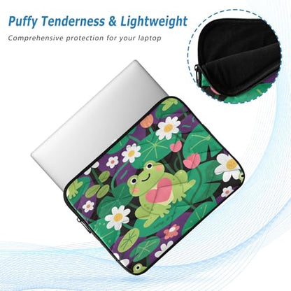 Frog Purple Green 15-16 Inch Quilted Laptop Sleeve Case Soft Notebook Protector Bag Computer Carrying Case - color: frog purple green, size: Large