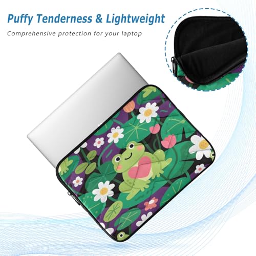Frog Purple Green Padded Laptop Sleeve Case 13 Inch Soft Quilted Laptop Bag Waterproof Computer Sleeves - color: frog purple green, size: Medium