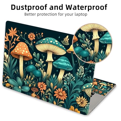 Aesthetic Laptop Skin Cover,12-15.6 Inch Universal Vinyl Sticker Decal,Waterproof Scratch-Resistant Notebook Wrap,Removable Residue-Free Protector,Mushroom Forest Fantasy - color: Mushroom Forest Fantasy