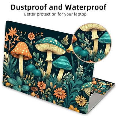 Aesthetic Laptop Skin Cover,12-15.6 Inch Universal Vinyl Sticker Decal,Waterproof Scratch-Resistant Notebook Wrap,Removable Residue-Free Protector,Mushroom Forest Fantasy - color: Mushroom Forest Fantasy