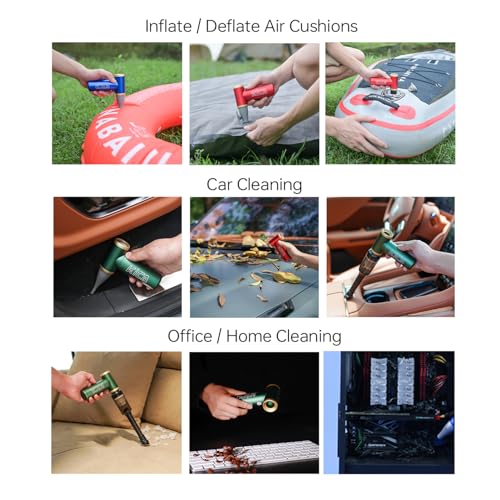 KiCA JetFan 2S Combo Electric Air Duster, 117,000RPM Blower, Green | Powerful electric blower with rechargeable battery, metal construction and versatile use for keyboards, cars and camping