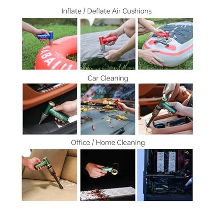 KiCA JetFan 2S Combo Electric Air Duster, 117,000RPM Blower, Green | Powerful electric blower with rechargeable battery, metal construction and versatile use for keyboards, cars and camping