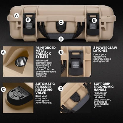NANUK 910 Hard Case with Customizable Cubed Foam, IP67 Waterproof & Crushproof, Rugged Construction for Ultimate Protection, Made in North America – Tan (14.3” x 11.1” x 4.7”) - color: Tan, style: Cubed Foam