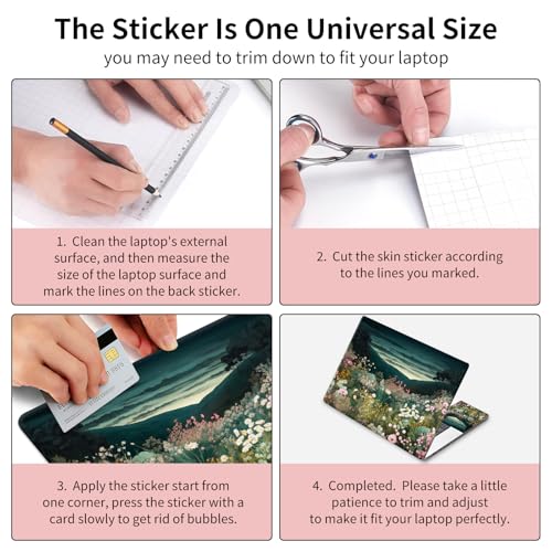 15.6 Inch Laptop Skin Sticker, Reusable Vinyl Cover Protector with 2 Wrist Pad Skins, Removable Waterproof Scratch-Resistant for 12-15.6 Inch Laptop Notebook,Wildflower Field - color: Wildflower Field