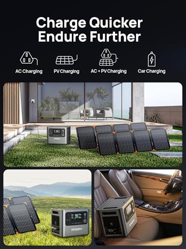 AFERIY P210 2400W Portable Power Station 2048Wh & 400W Bifacial Solar Panel | Bifacial Solar,Over-rated Power,Up to 25% Efficiency N-type Solar Cell,Solar Generator with Panels Included for Camping & RVs - color: P210 Power Station-J