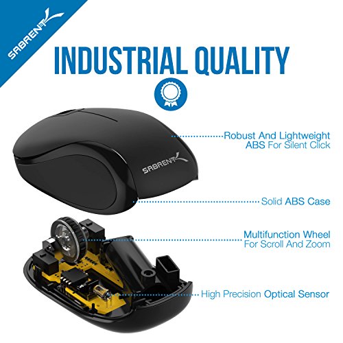 SABRENT Mini Travel 2.4GHz Wireless Mouse with Nano Receiver (MS-WSML) - size: Mini Wireless