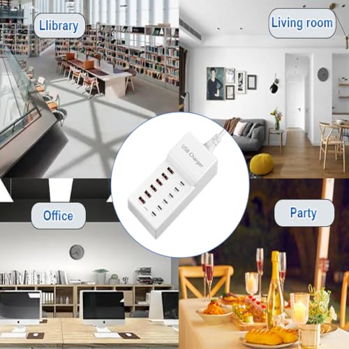 USB Charging Station 50w10A 12 Ports Multiple Charging Block, USB C Strip for iPhone 13/14/15/16/17/Smartphone/Tablet/Watch/Headphones and Multiple Charger Plug - size: 50W 12 Port