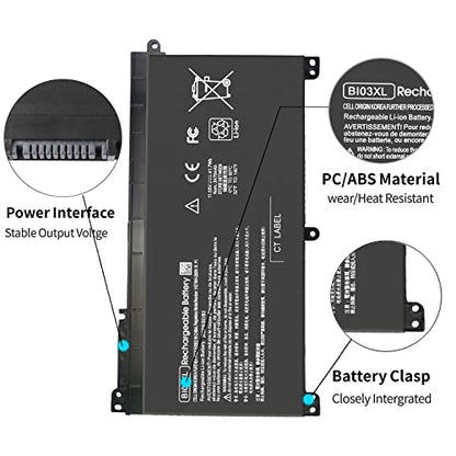BI03XL Battery for HP Pavilion X360 13-U M3-U m3-u101dx m3-u103dx m3-u105dx 13-u102nr Stream 14-AX 14-ax010wm 14-ax020wm 14-ax030wm 14-ax040wm ON03XL 915486-855 844203-850 844203-855 - size: 7.5 x 4 x 0.5 inches BI03XL BATTERY