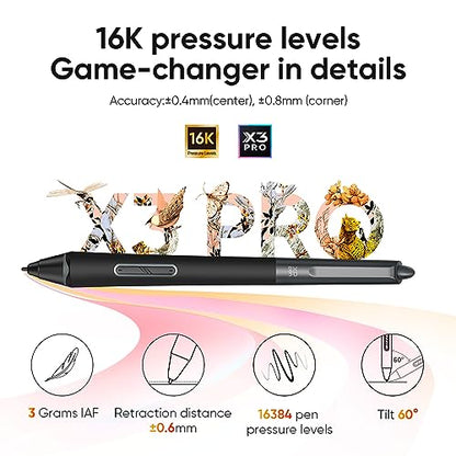 XPPen X3 Pro Smart Chip Stylus for Artist Pro 14/16 Gen2 13.3/15.6 V2 Deco Pro Gen2 Drawing Tablet