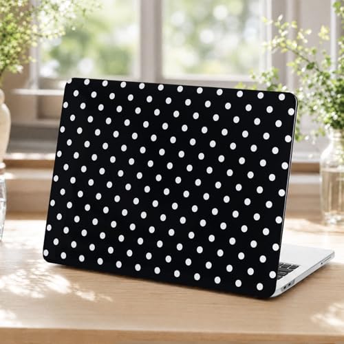 Voidborne Compatible with MacBook Neo 13 inch Case 2026 Release Model A3404 with A18 Pro Chip,White Polka Dots Design Leather Plastic Hard Shell Protective Case for Neo 13 inch + Keyboard Cover,Black - color: Black-Polka Dots