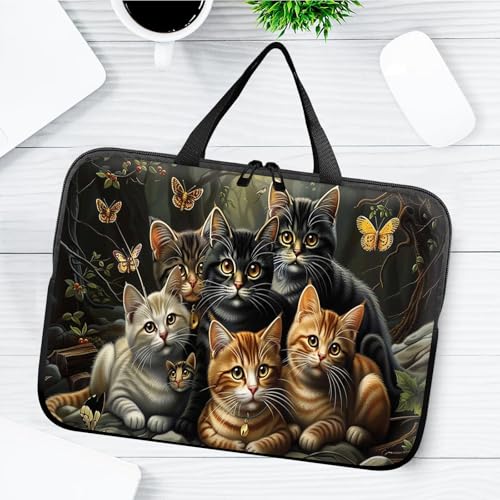 14" 15" Laptop Handle Bag Computer Bag,14.2" 15.4 inch Pouch Holder Notebook Sleeve Cover Compatible for Dell,Lenovo,Toshiba HP, Asus Notebook Messenger Briefcase-A bunch of Cute Cats - color: A Bunch of Cute Cats