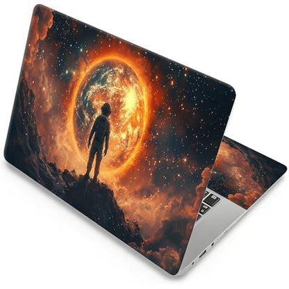 Universal Laptop Skin, DIY Cut-to-Fit Vinyl Cover Compatible with HP, Dell, Lenovo, Mac (13.3" to 15.6"), Anti-Scratch, No Residue & Bubble-Free Protective Decal Sticker, Astronaut Fiery Planet - color: Astronaut Fiery Planet